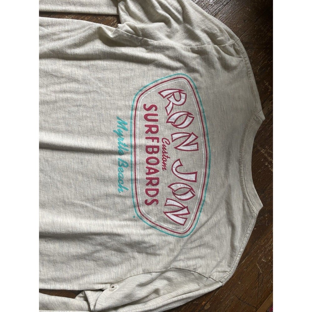 RON JON Surf Shop Adult Long Sleeve Size Medium Cream Colored Myrtle Beach